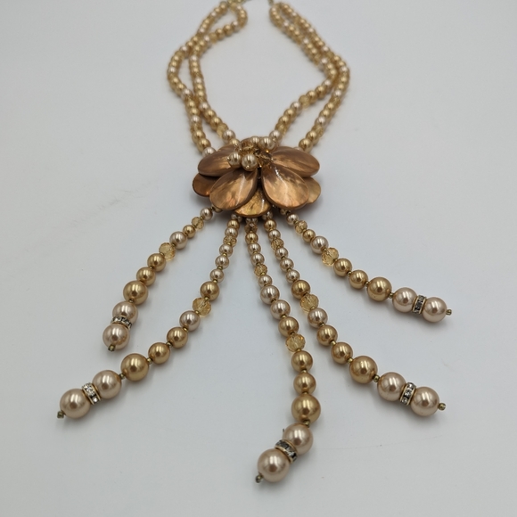 Joan Rivers MOP Gold Bead Glass Starlet Necklace - Picture 5 of 7